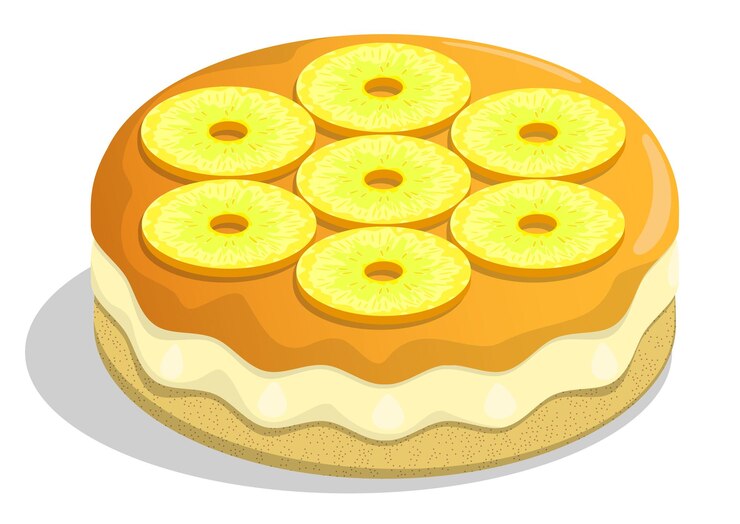 Vetor torta de biscoito perfumada com anéis de abacaxi e geleia de frutas sobremesa exótica com festa de chá