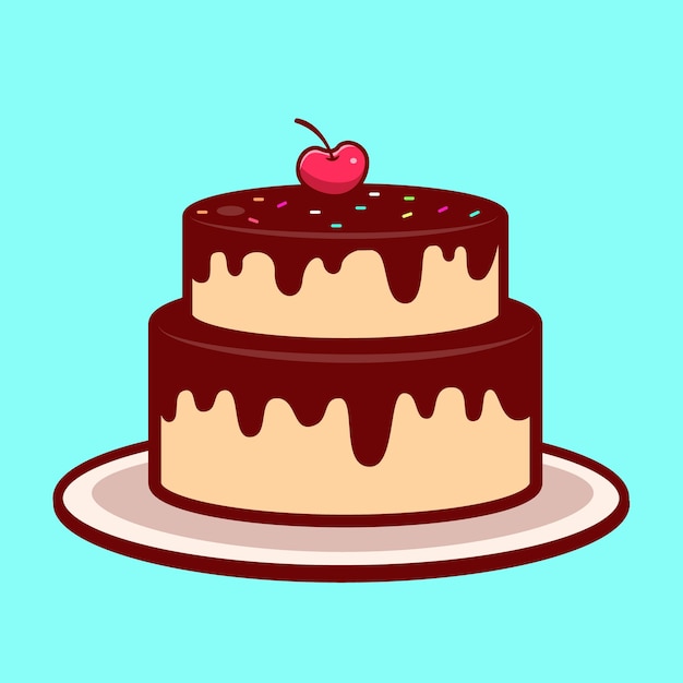 Torta de chocolate doce com cereja no topo