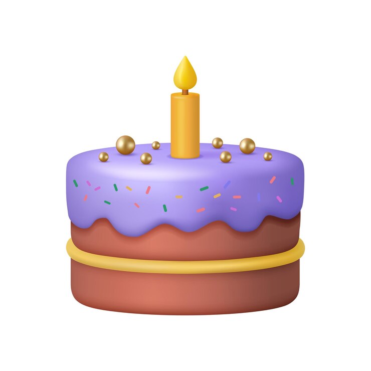 Vetor torta de chocolate doce e realista com vela acesa