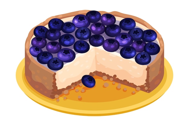 Vetor torta ou tarte aberta caseira doce com recheio de bagas e crosta feita de crosta curta ilustração vetorial de pastelaria