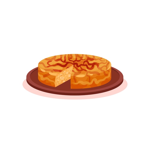 Torta tradicional patatnik com batata e queijo cozinha búlgara vector de prato de comida nacional ilustração isolada em fundo branco