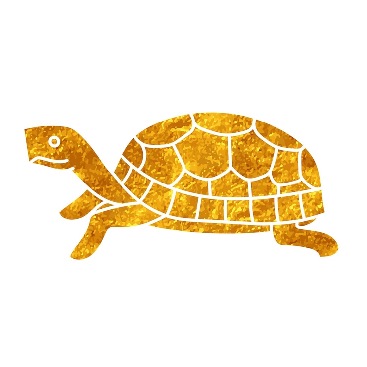 Vetor tortuga desenho de réptil animal de estimação em estilo de cor dourada