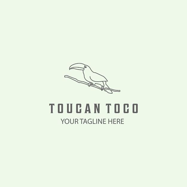 Toucan togo line art ícone logo design animal minimalista