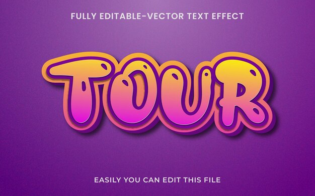 Tour 3d Editável Vector Cartoon e Efeito de Texto Estilo Cômico