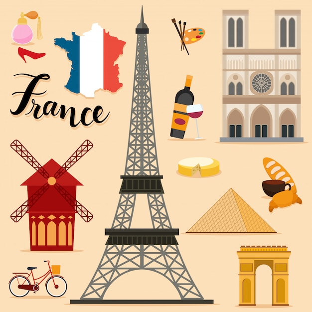 Tourist France Travel coleção definida