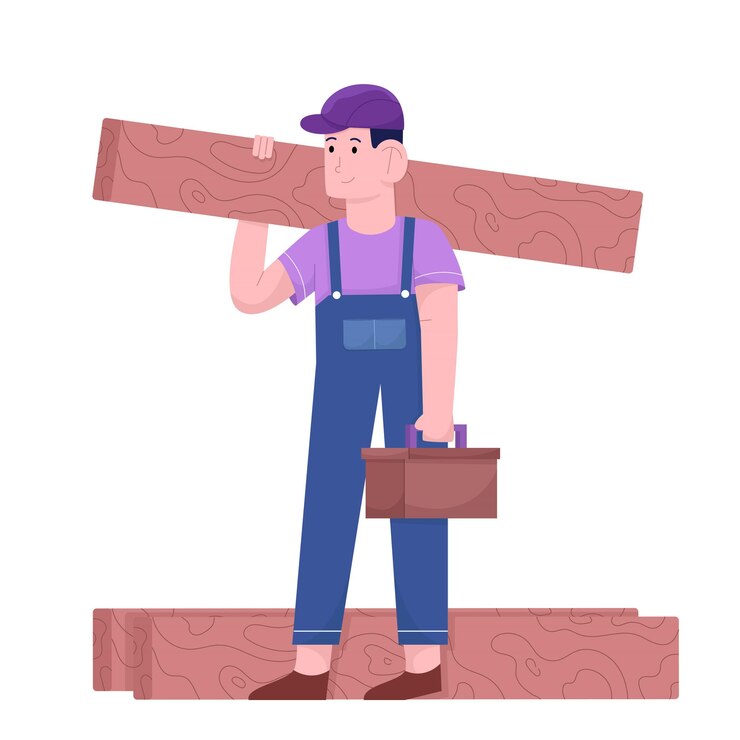 Vetor trabalhador segurando lenha para o dia de trabalho