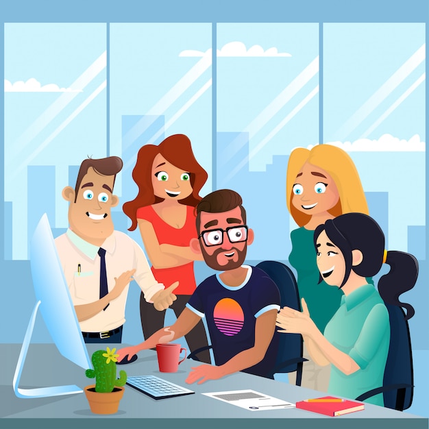 Trabalhadores de escritório celebrando o sucesso
