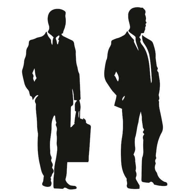 Vetor trabalhadores de negócios com ilustração vetorial de maleta ilustração vetorial de silhueta de homem de negócios