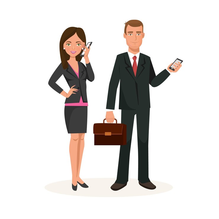 Vetor trabalhadores em roupas de escritório trabalhadores de escritório falando ao telefone se comunicando