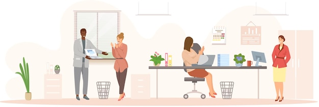Trabalhadores Trabalho e comunicação da equipe de escritório Chefe e subordinados Equipe de vários gerentes de trabalhadores Empregados de negócios no espaço de trabalho Trabalhadores de escritório Colegas de trabalho Colegas de projeto trabalho em equipe