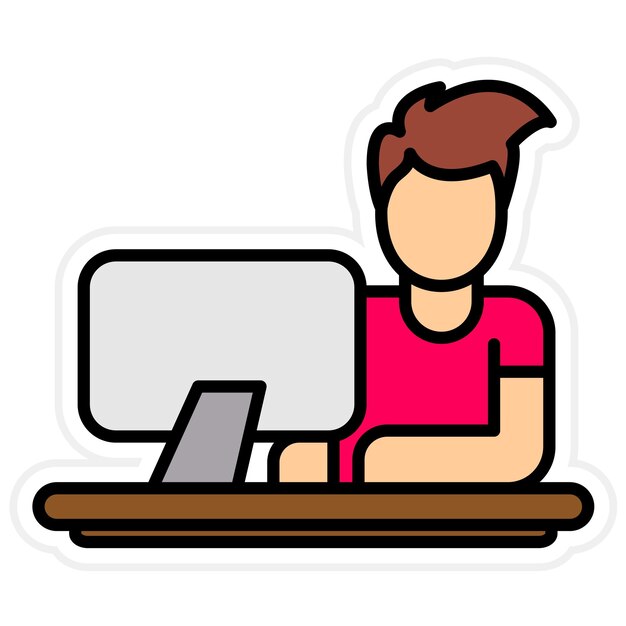 Vetor trabalhando em imagem vetorial de ícone de computador pode ser usado para trabalho em casa