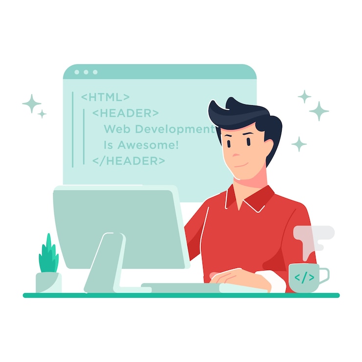 Vetor trabalhando na ilustração do conceito de codificação