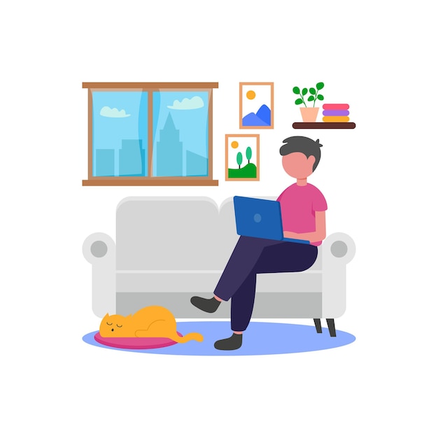 Trabalhar em casa com um gato