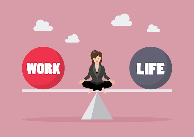 Trabalhe o conceito de equilíbrio de vida. ilustração vetorial