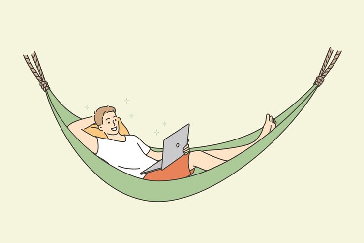 Vetor trabalho à distância freelance e conceito de descanso
