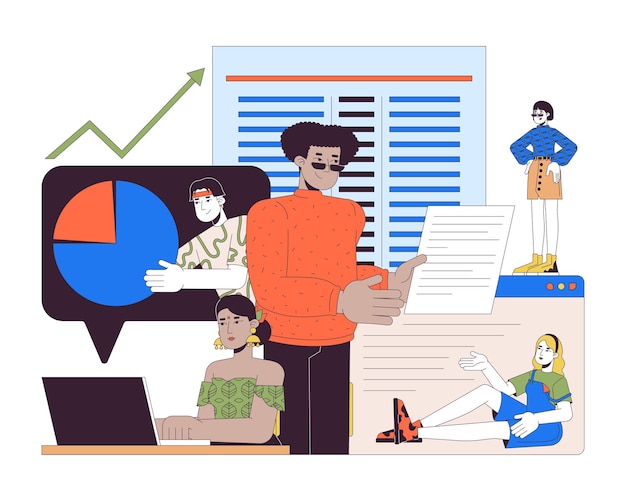 Trabalho de contabilidade conceito de ilustração linear 2D
