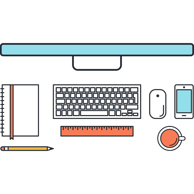 trabalho de escritório conceito de ícone web de linha plana