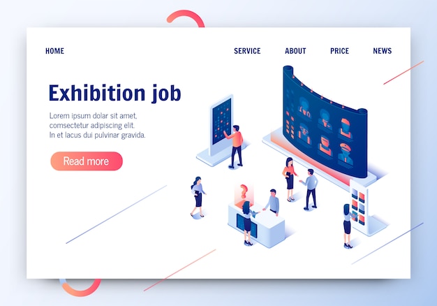 Trabalho de exposição. Banner Horizontal de Oferta de Profissão