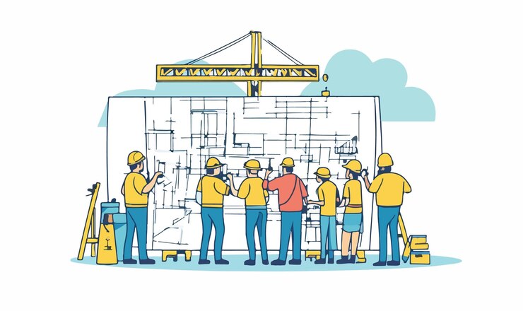 Vetor trabalho em equipa colaborativo em torno da inovação