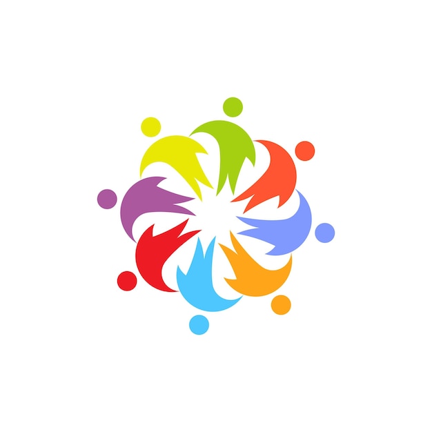 Trabalho em equipa Desenho de logotipo em cores completas