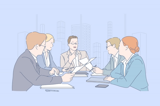 Trabalho em equipe, reunião, cooperação, conceito do negócio.