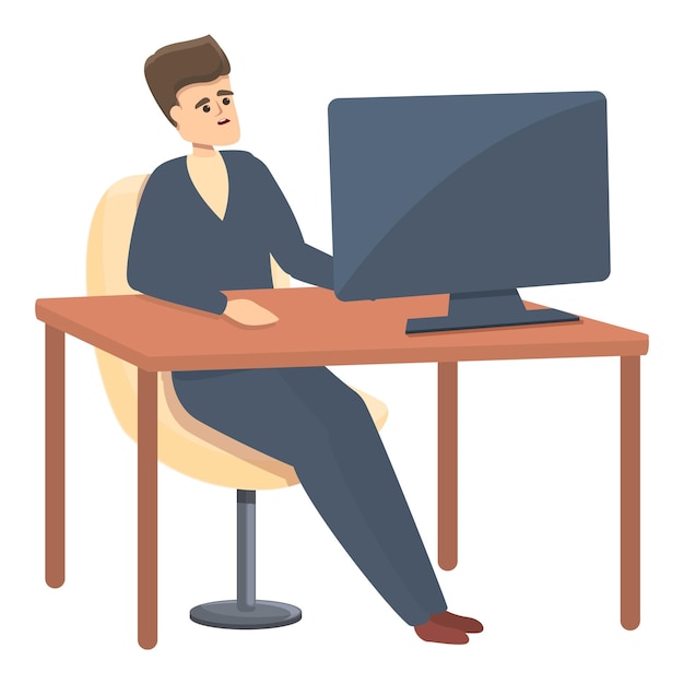 Trabalho Rush no ícone do computador Desenho animado do trabalho Rush no ícone vetorial do computador para web design isolado em fundo branco