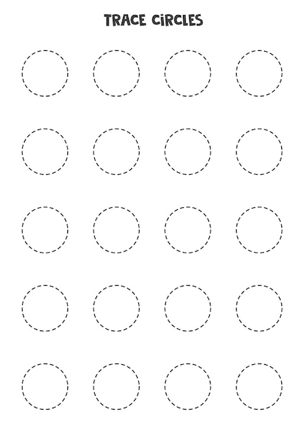 Vetor traçando formas geométricas. trace todos os círculos para crianças.