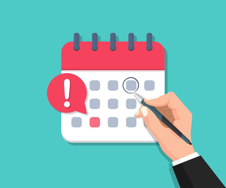 Vetor traçando manualmente a data do calendário com uma caneta. calendário de prazos