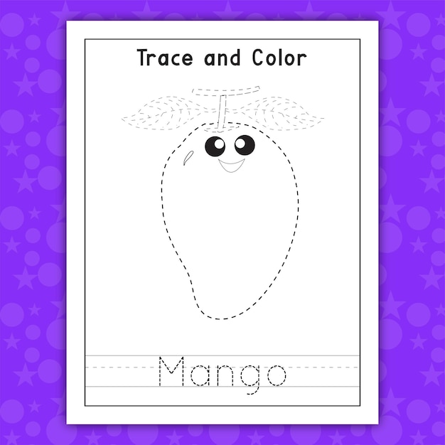 Trace e colora frutas manga para crianças