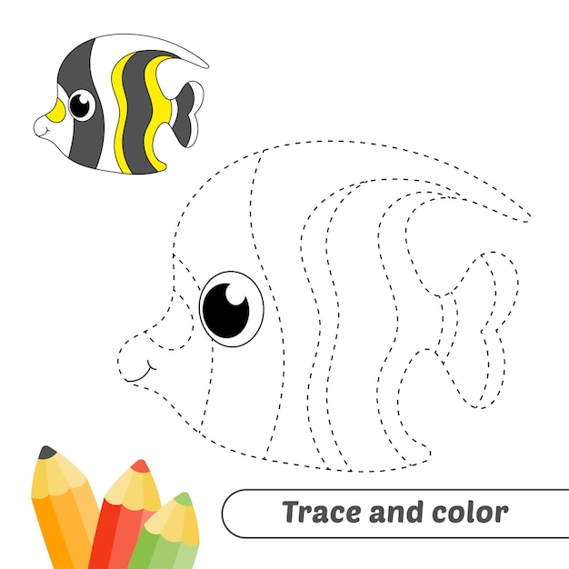 Vetor traço e cor para crianças vetor de peixe ídolo mourisco