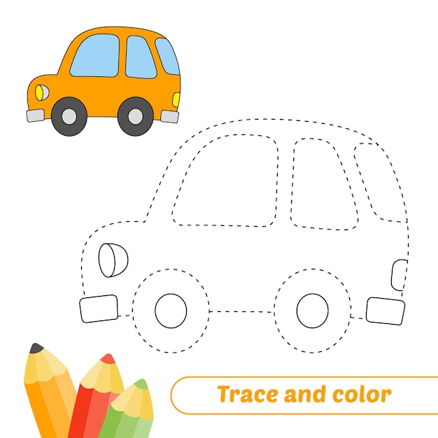 Traço e cor para vetor de carro infantil
