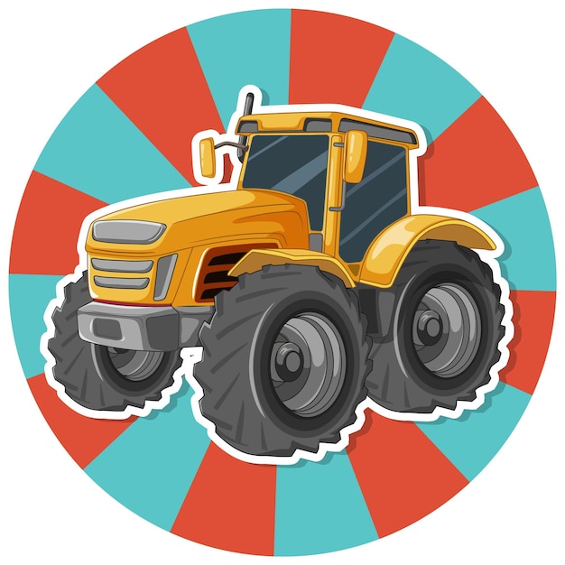 Vetor tractor amarelo de desenho animado com fundo de quadrinhos