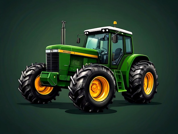 Vetor tractor vector green com rodas grandes isoladas