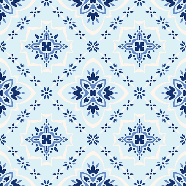 Vetor tradicional ornamentado português cor decorativa azulejos azulejos fundo abstrato vector desenhado à mão