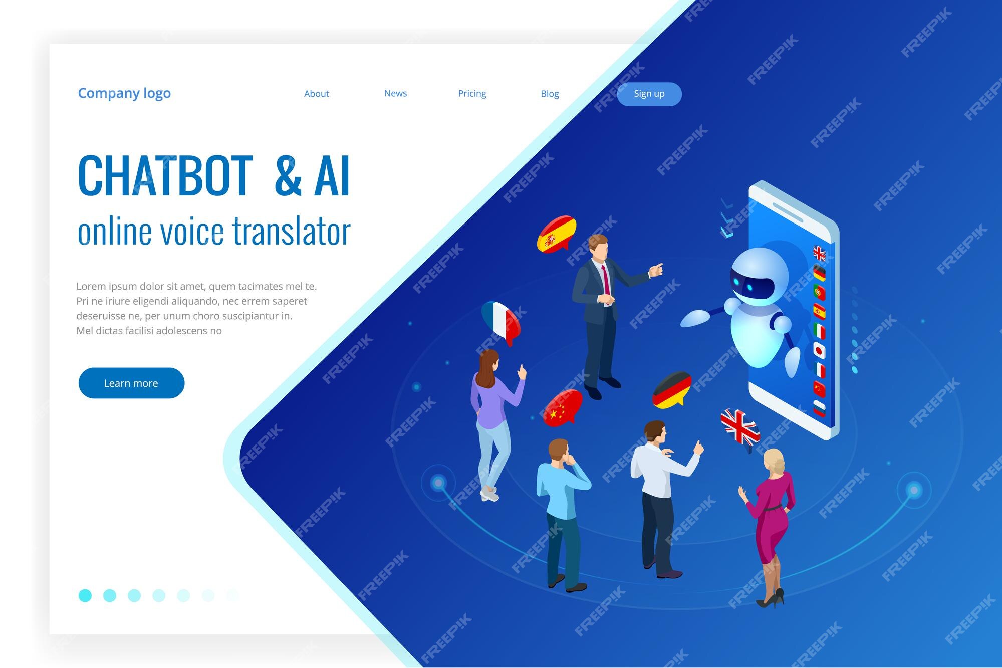 Tradutor de voz online e conceito de idiomas de aprendizagem. e-learning,  traduzir idiomas ou guia de áudio. tradutor de chatbot de inteligência  artificial.