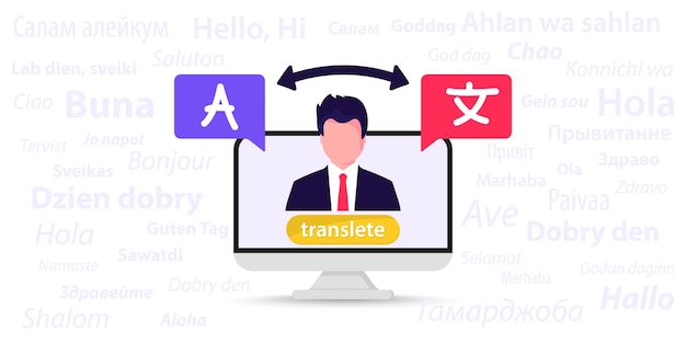 Tradutor multilíngue online. idiomas diferentes. aplicativo de tradução. tradutor online. a palavra olá em diferentes idiomas. serviços de tradução sincrônica. usando o tradutor no computador