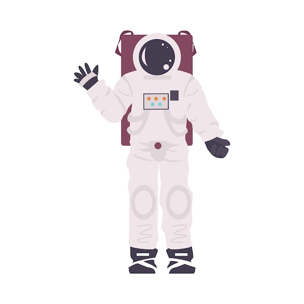 Traje atrificial de instalação de astronauta em ilustração vetorial de planetário