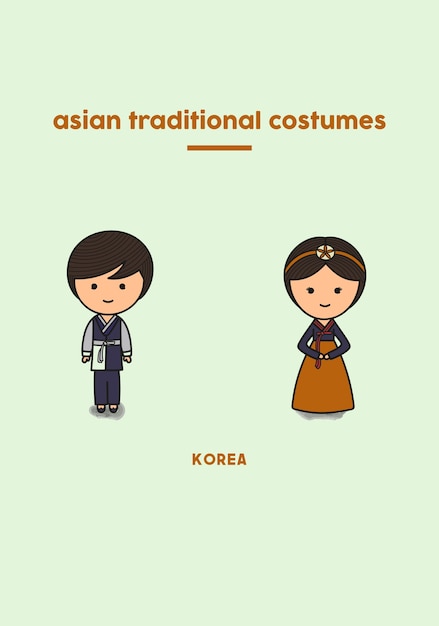 Vetor traje tradicional coreano