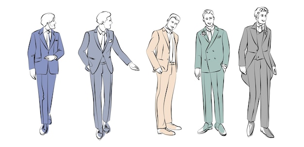 Trajes de casamento masculinos Ilustração de moda
