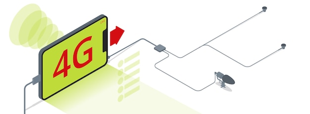 Vetor transmissão ao vivo em smartphone na rede 4g.