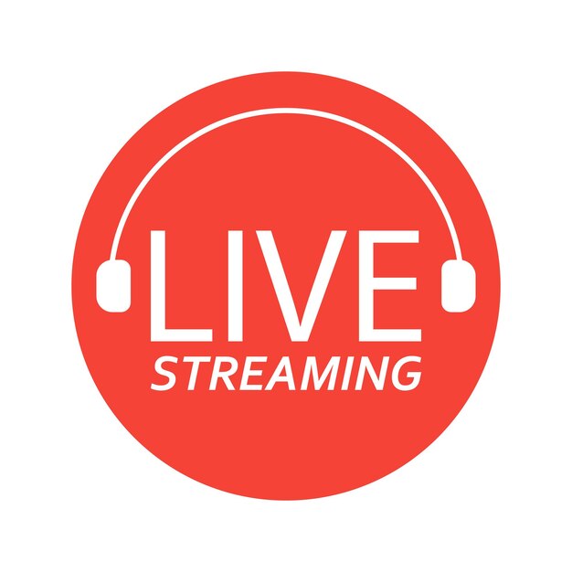 Transmissão ao vivo O símbolo vermelho de transmissão ao vivo e transmissão ao vivo