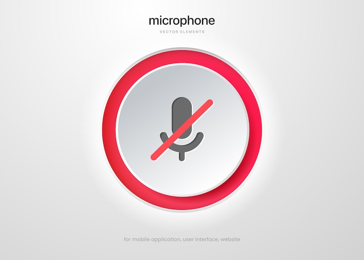 Vetor transmissão de podcast 3d, webcast, correio de voz, bate-papo por voz, gravação, mudo, ícone de microfone para interface do usuário móvel