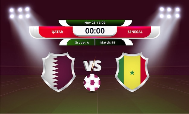 Transmissão do placar do jogo de futebol da copa do mundo de futebol catar vs senegal