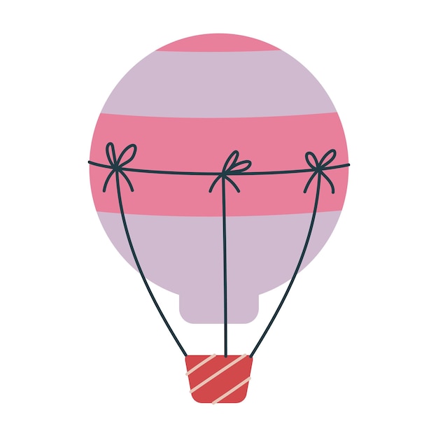 Transporte de balão rosa fofo. impressão vetorial para crianças. voo no céu. minimalismo para um berçário ou impressão. clipart de bebê isolado