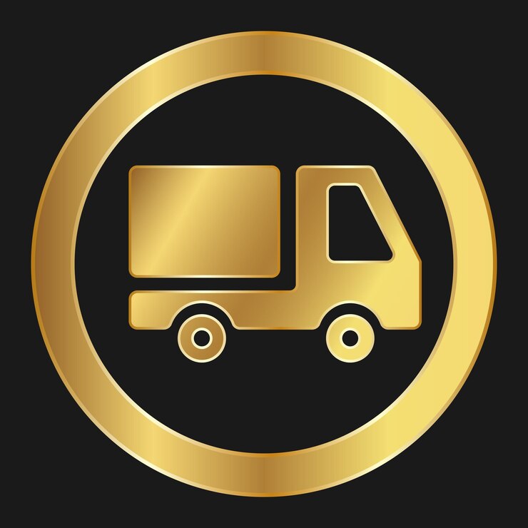 Transporte de compras ou entrega ou caminhão ícone de ouro simples para aplicativos e sites