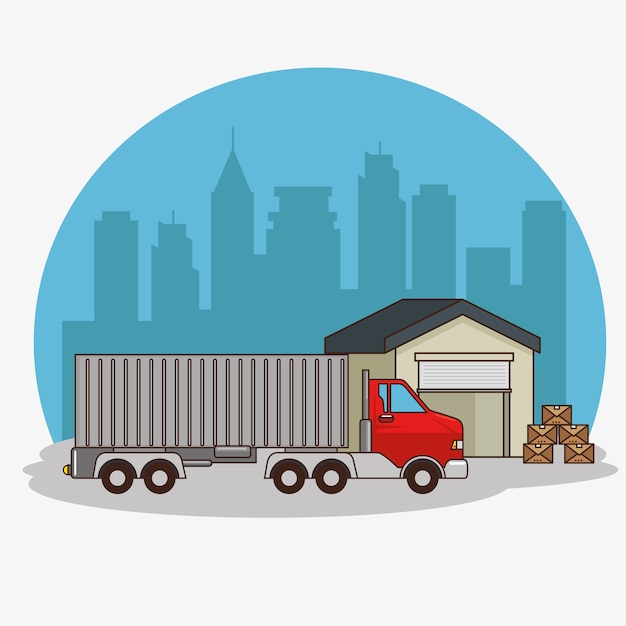 Vetor transporte de mercadorias e logística de entrega