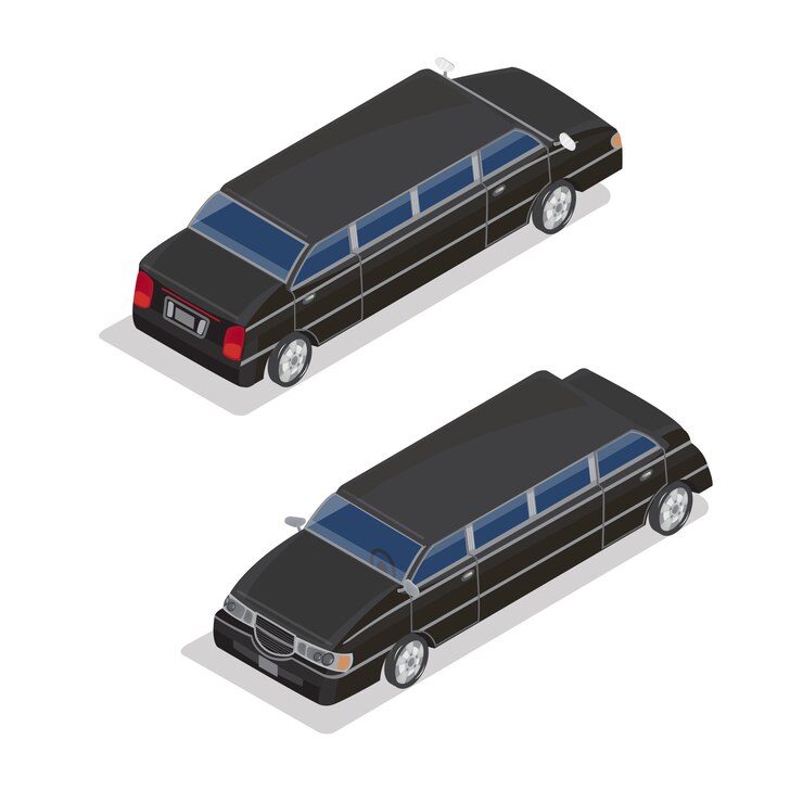 Vetor transporte isométrico. carro de limusine de luxo. carro isométrico.
