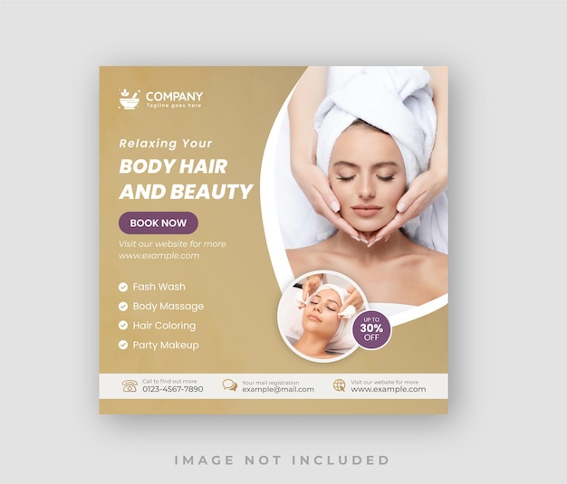 Tratamento de spa e salão de beleza Centro mídia ocial Design de modelo de postagem