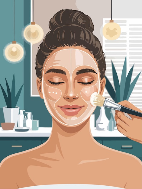 Tratamento facial Mulher recebendo uma aplicação de máscara facial