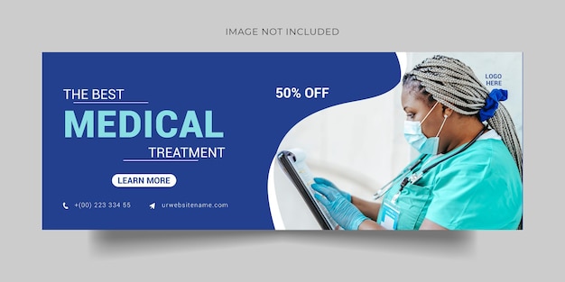 Vetor tratamento médico modelo de capa e mídia social do facebook para cuidados de saúde
